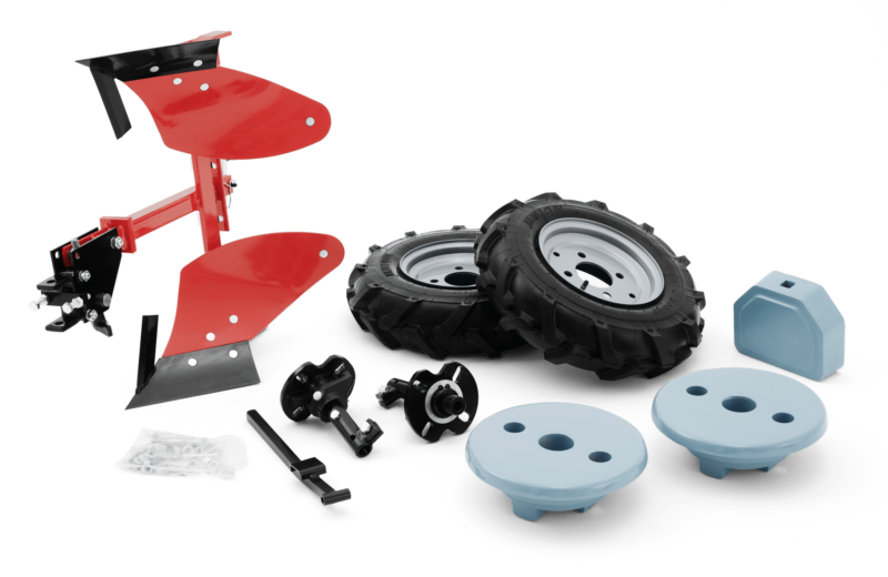 Double plough kit with rubber wheels and weights